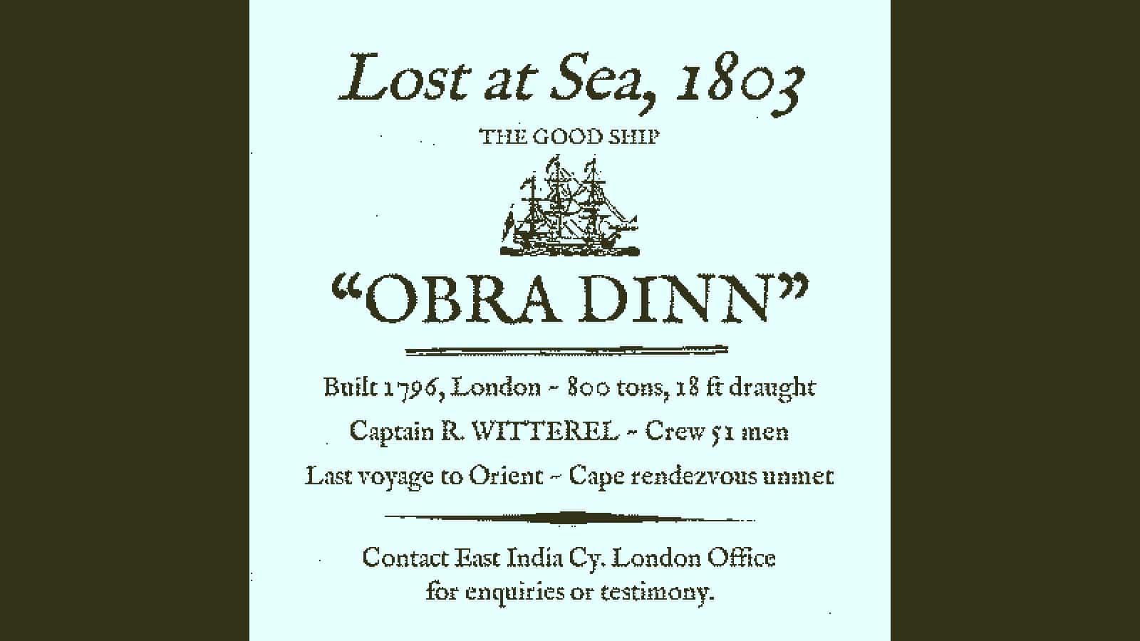 奥伯拉丁的回归/Return of the Obra Dinn-次元集
